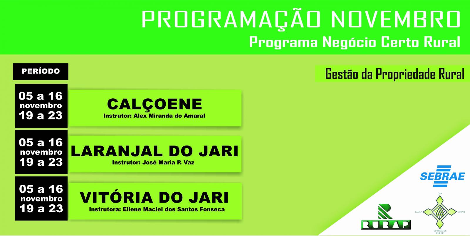 Programação de Novembro