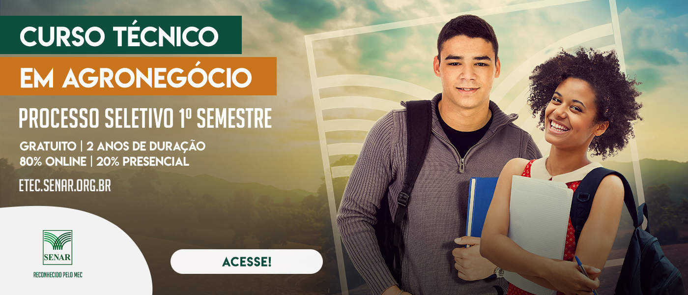 Senar abre seleção para mais de 2 mil vagas para curso técnico de nível médio em Agronegócio, gratuito