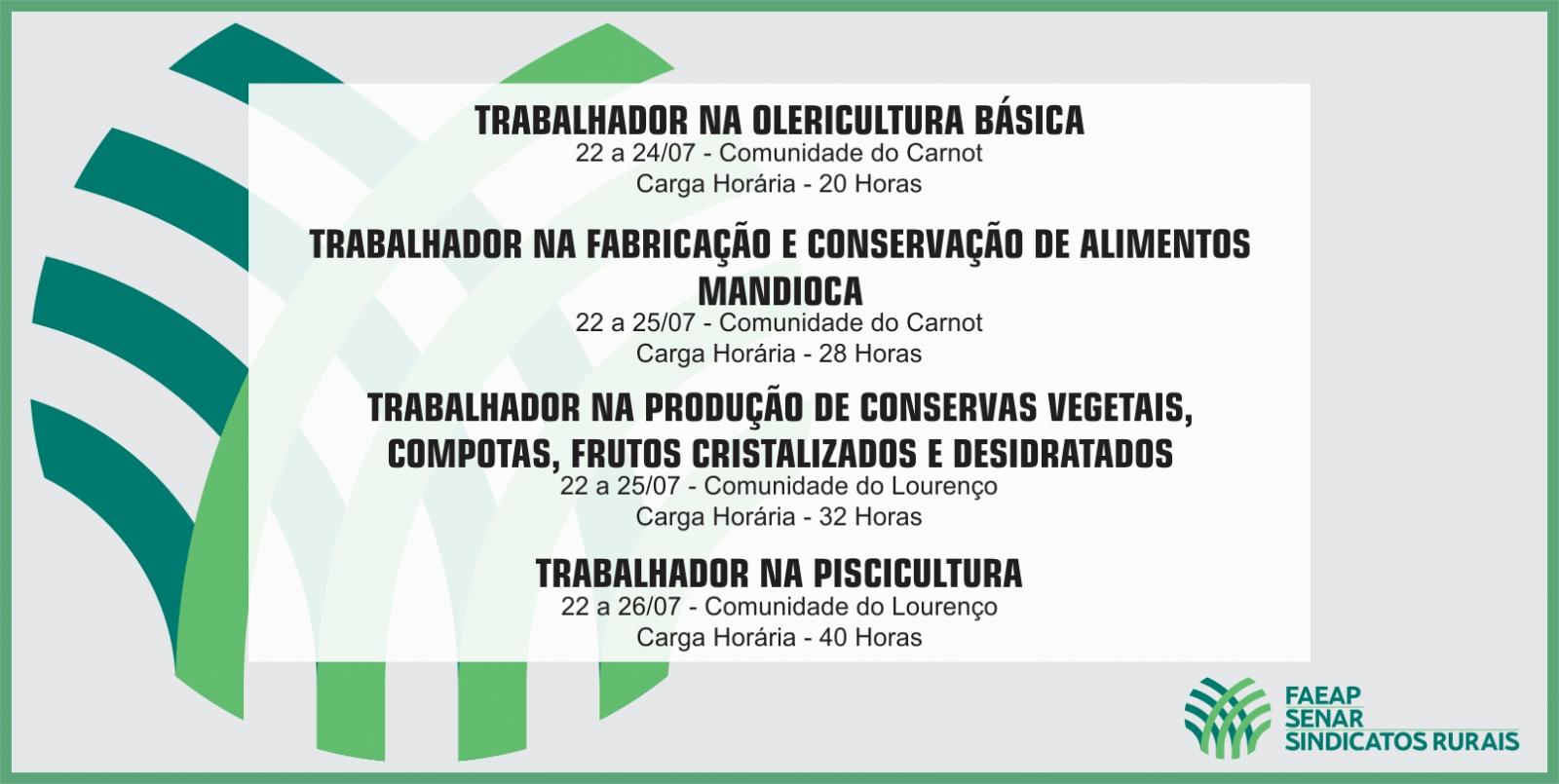 SENAR-AP ofertará treinamentos gratuitos a produtores e trabalhadores rurais do município de Calçoene