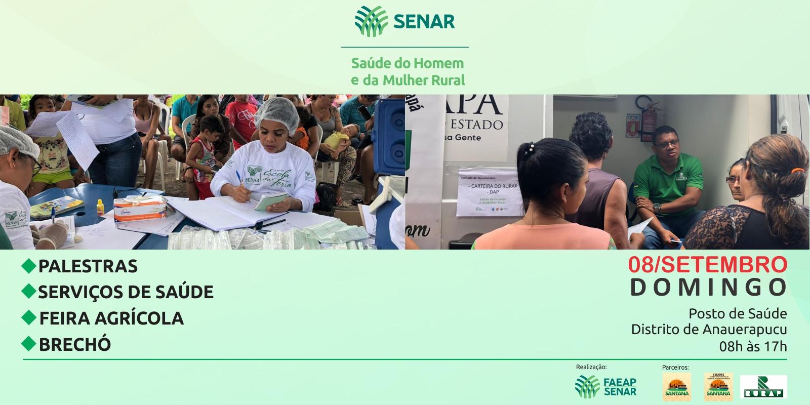 Segunda edição do Programa Saúde do Homem e da Mulher Rural acontece nesse domingo no Distrito de Anauerapucu, em Santana