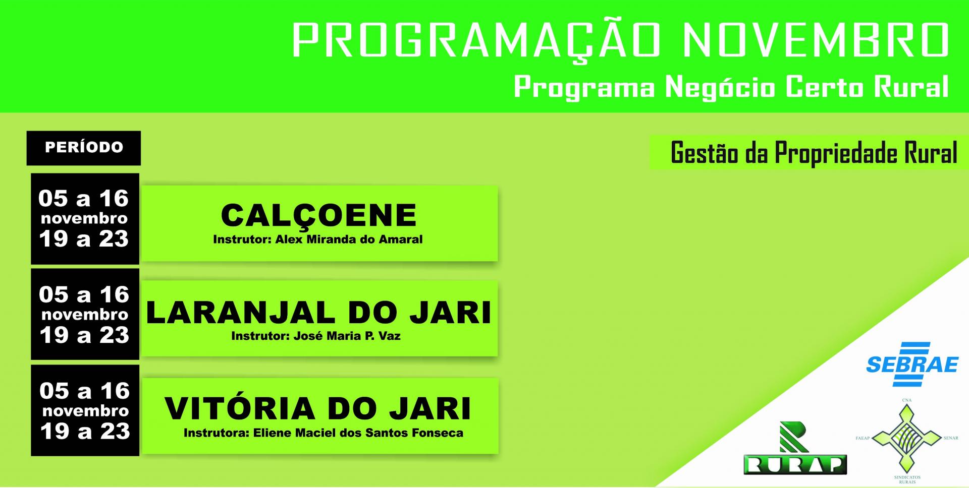 PROGRAMAÇÃO DE NOVEMBRO