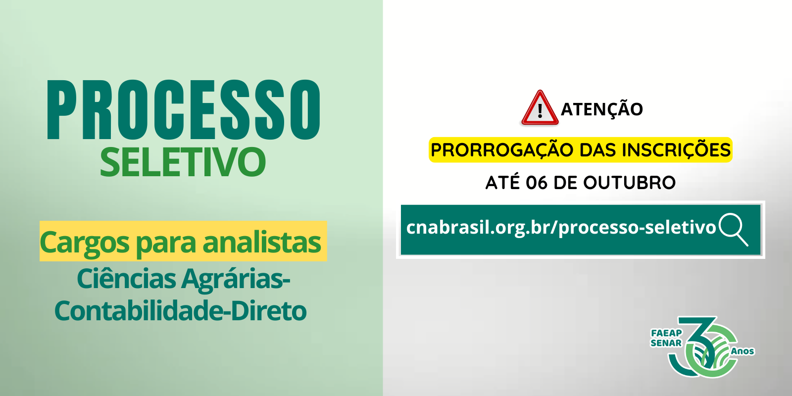 INSCRIÇÕES PRORROGADAS para o processo seletivo de contratação de profissionais da FAEAP